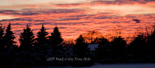 A stunning, fiery sunset in Elkhorn, WI